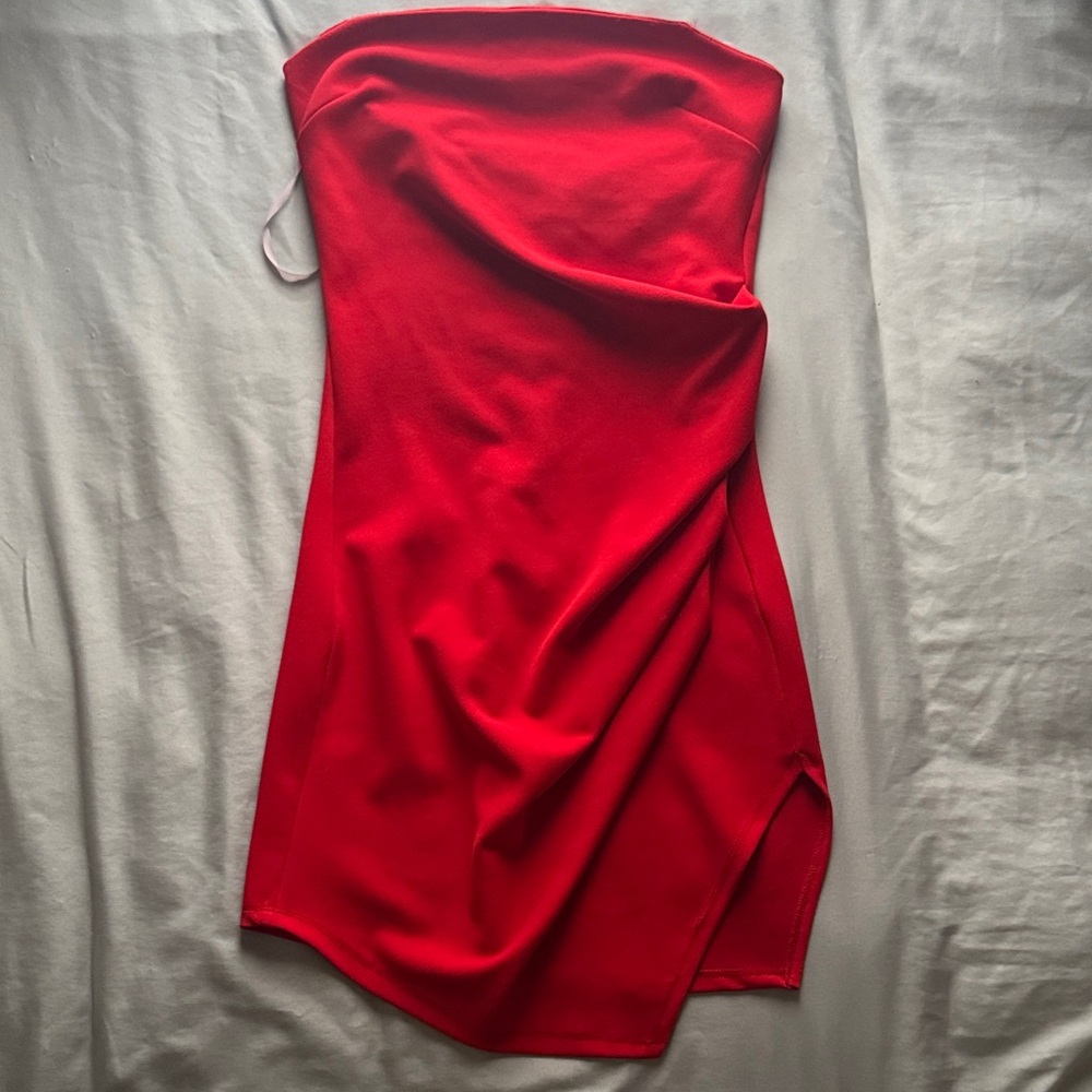 B Darlin Vibrant Red Strapless Dress